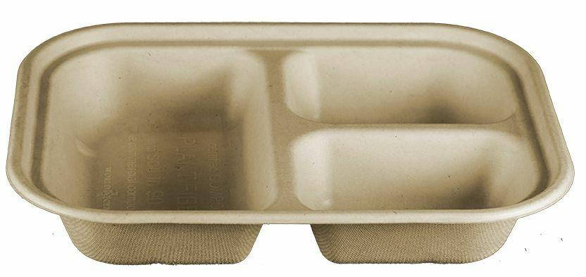 World Centric TR-SC-U10T, 9.8x7.5x1.5-Inch 3-Compartment Fiber Tray, 400/CS, AST