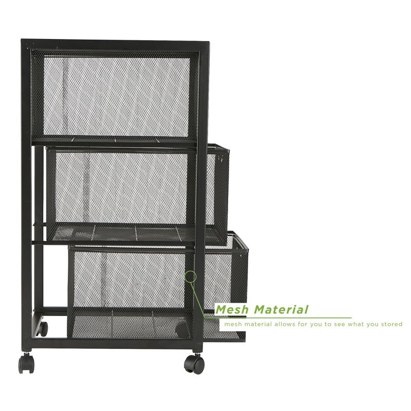 Mind Reader Rolling File Cabinet with Slim Storage for Makeup, Kitchen, Utilities, Office Supplies, and Tools