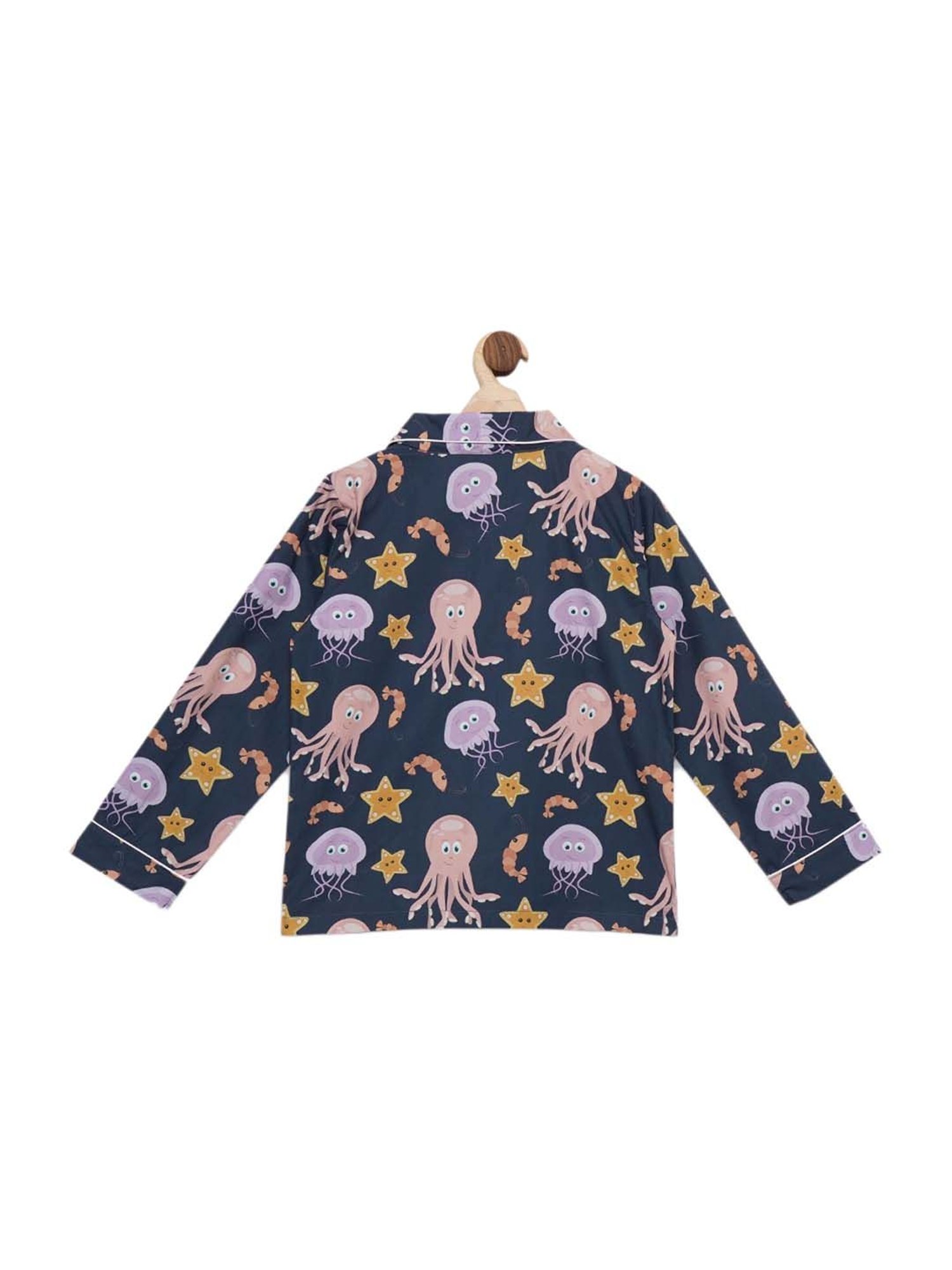 Fluffalump Boys Multicolor Cotton Printed Nightwear Top & Pants Set