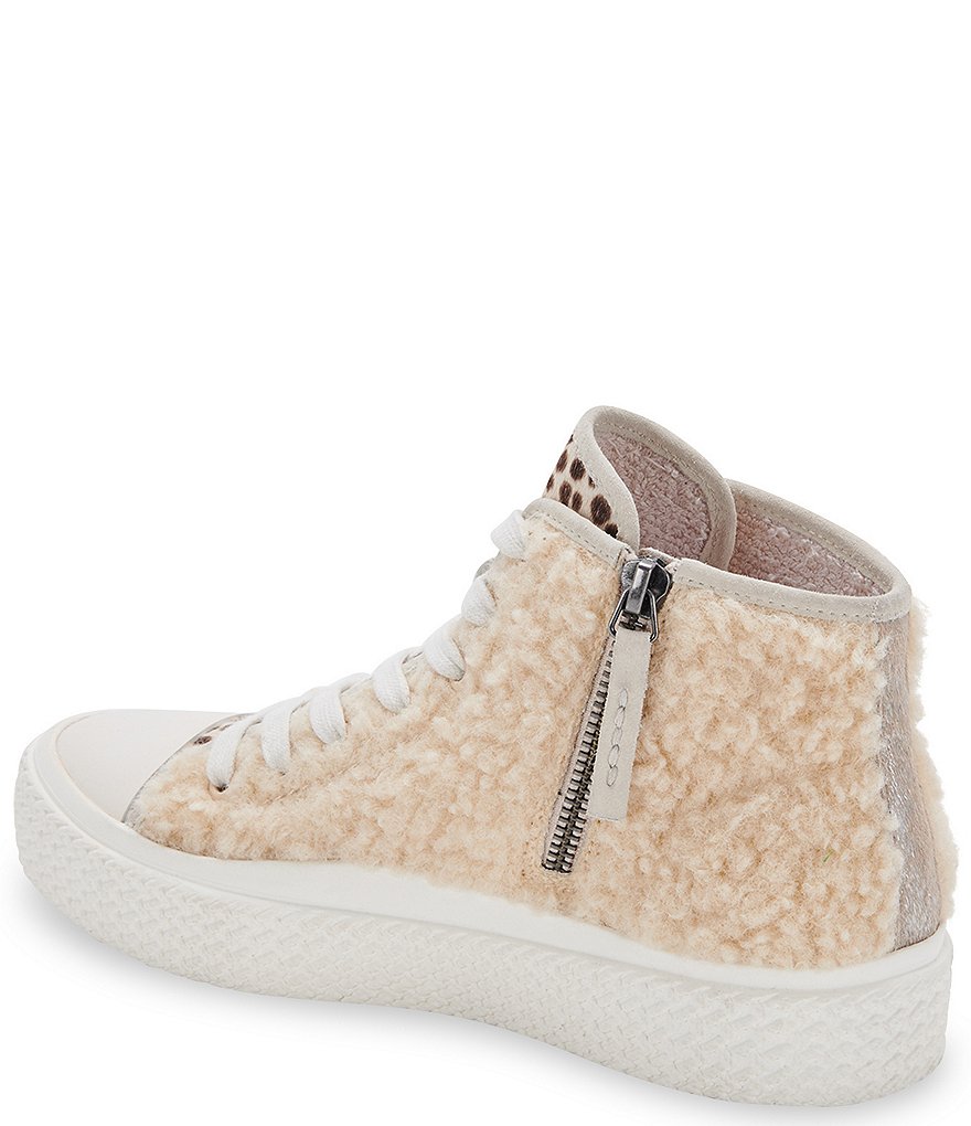 Dolce Vita Veola Plush Faux Shearling And Calf Hair High Top Sneakers