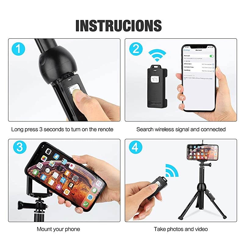 Tripod,Portable Selfie Stick Stand with Wireless Remote and Universal Phone Holder, Compatible with iPhone/Android/Camera GoPro,iPhone Tripod for Live Streaming Tiktok YouTube Video Recording