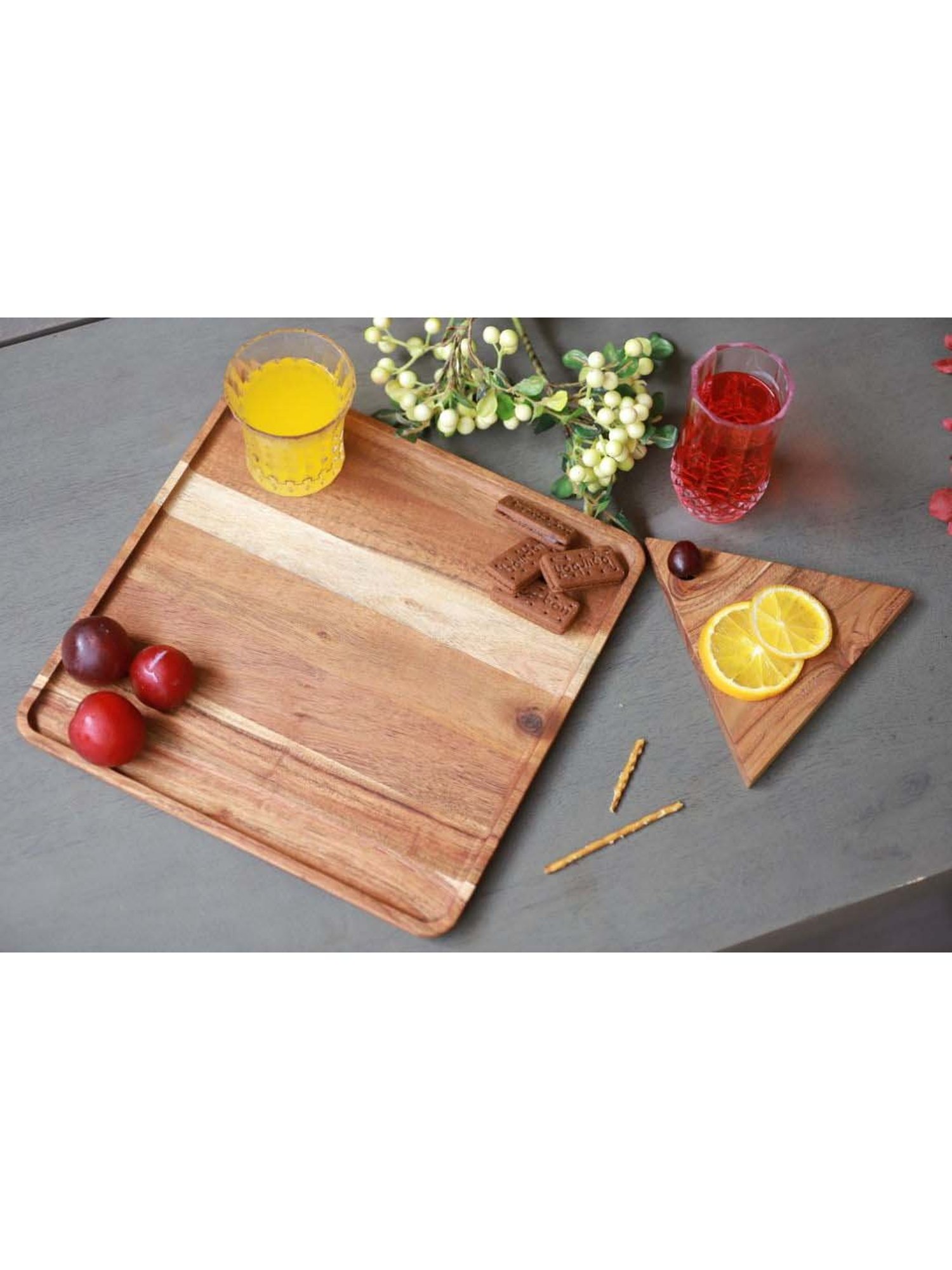 ICRAFT Choras Brown Acacia Wood Platter - Set of 1