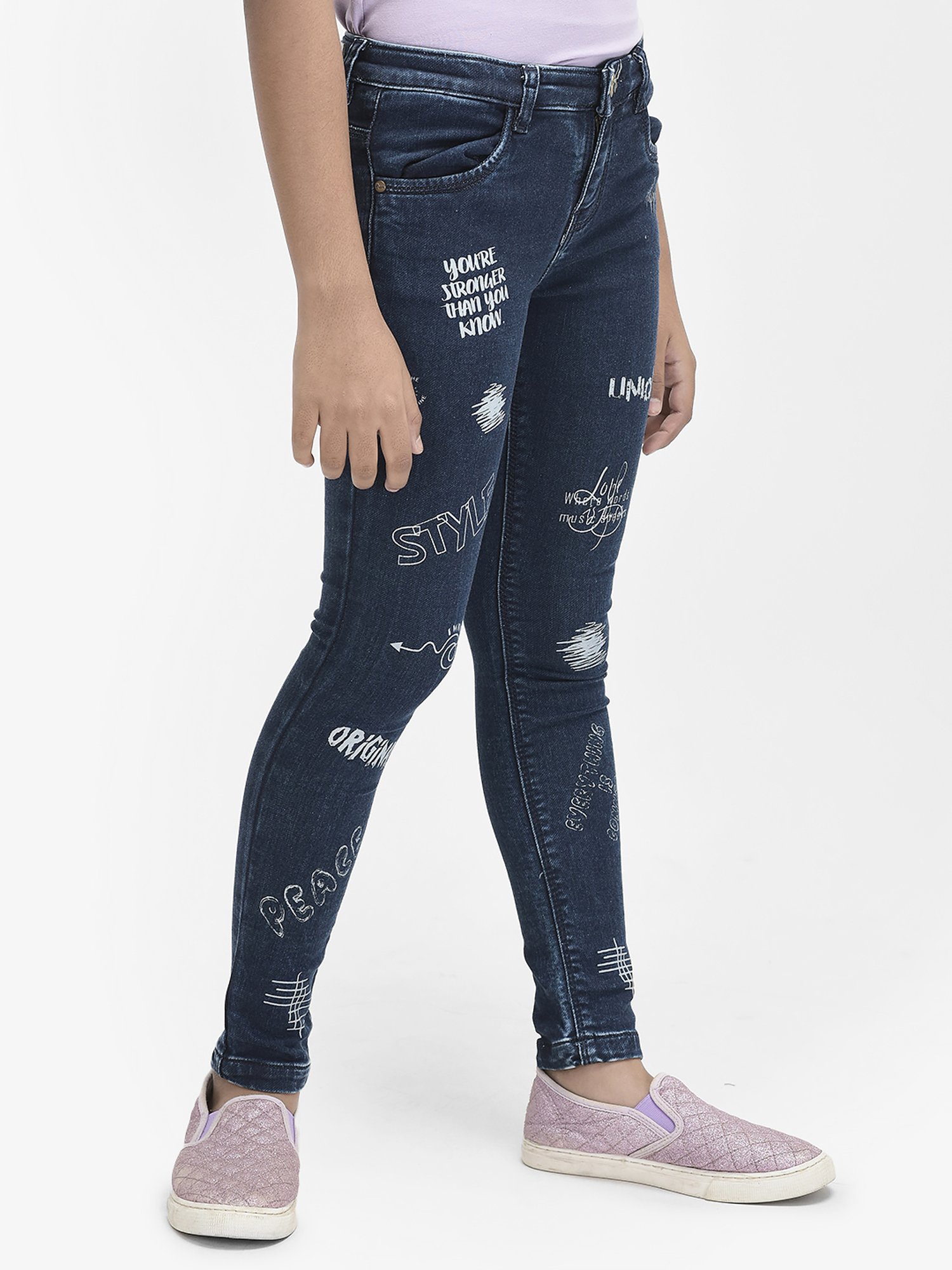GJ baby Girls Blue Washed Jeans