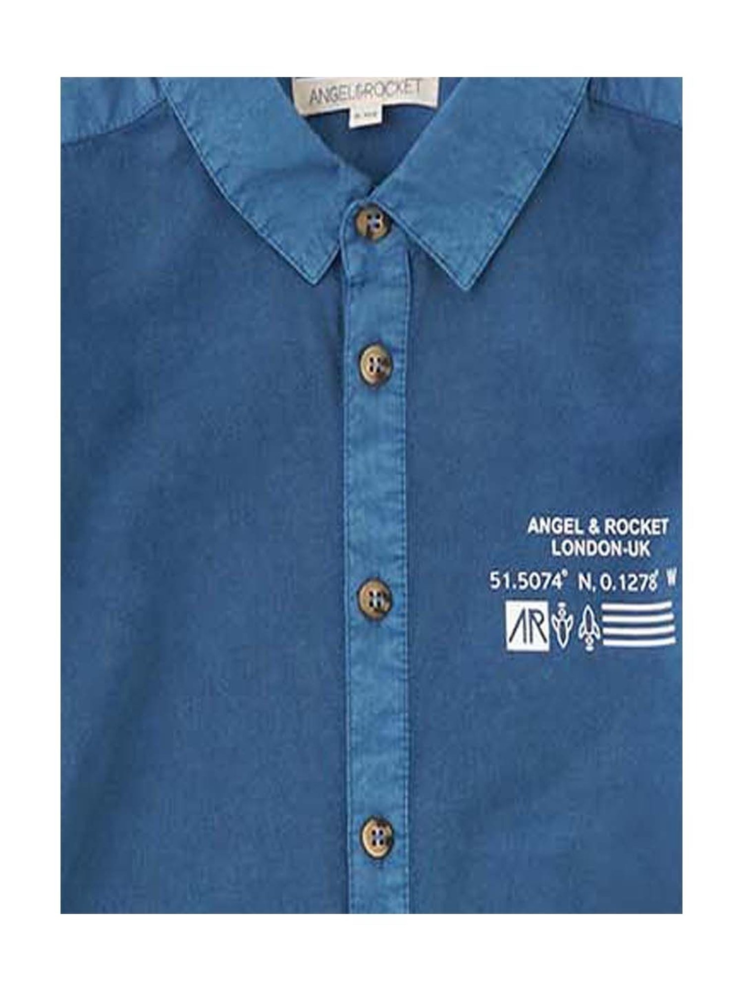 Angel & Rocket Kids Blue Solid Full Sleeves Shirt