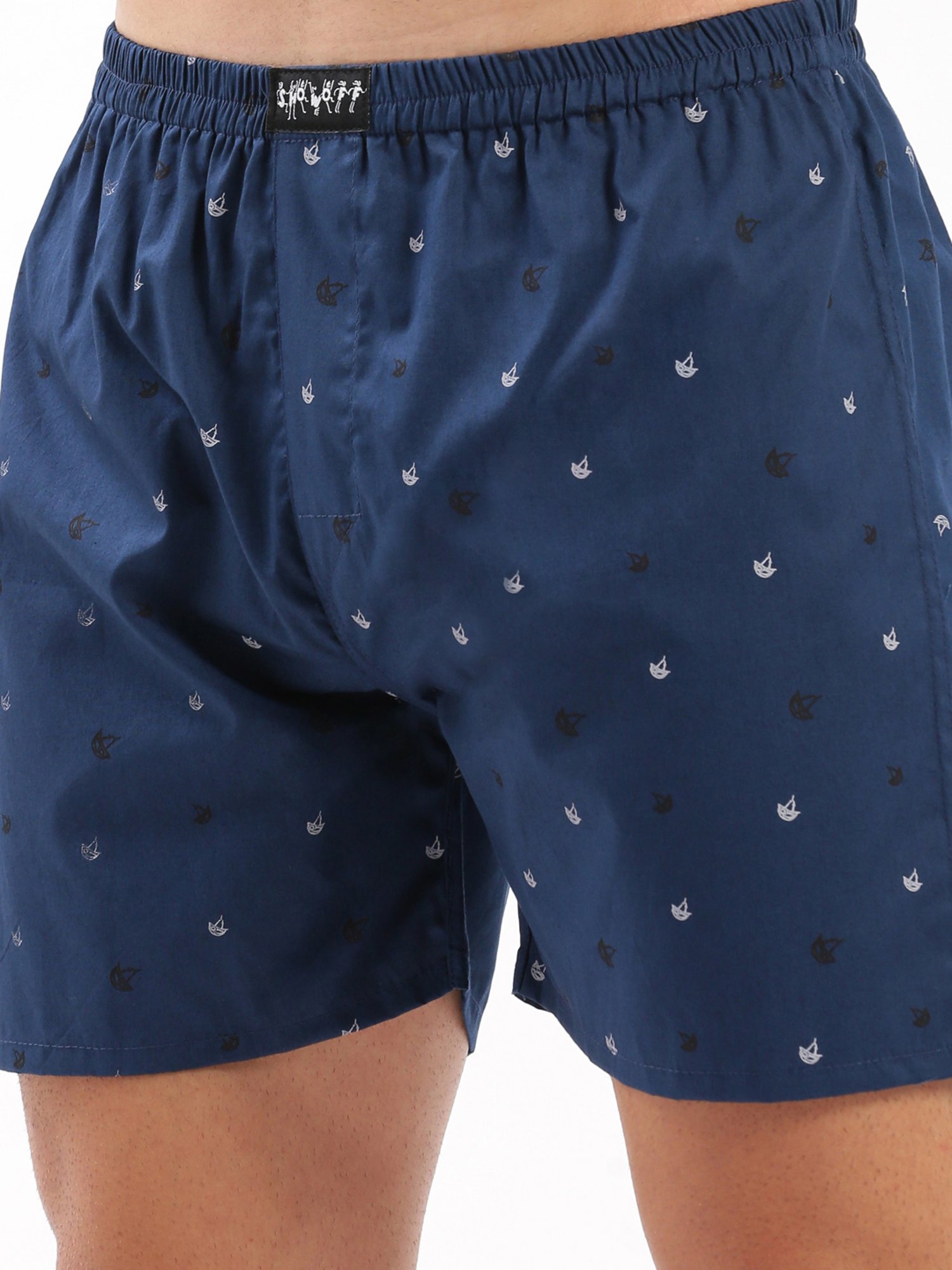 SHOWOFF Navy Slim Fit Printed Cotton Boxers