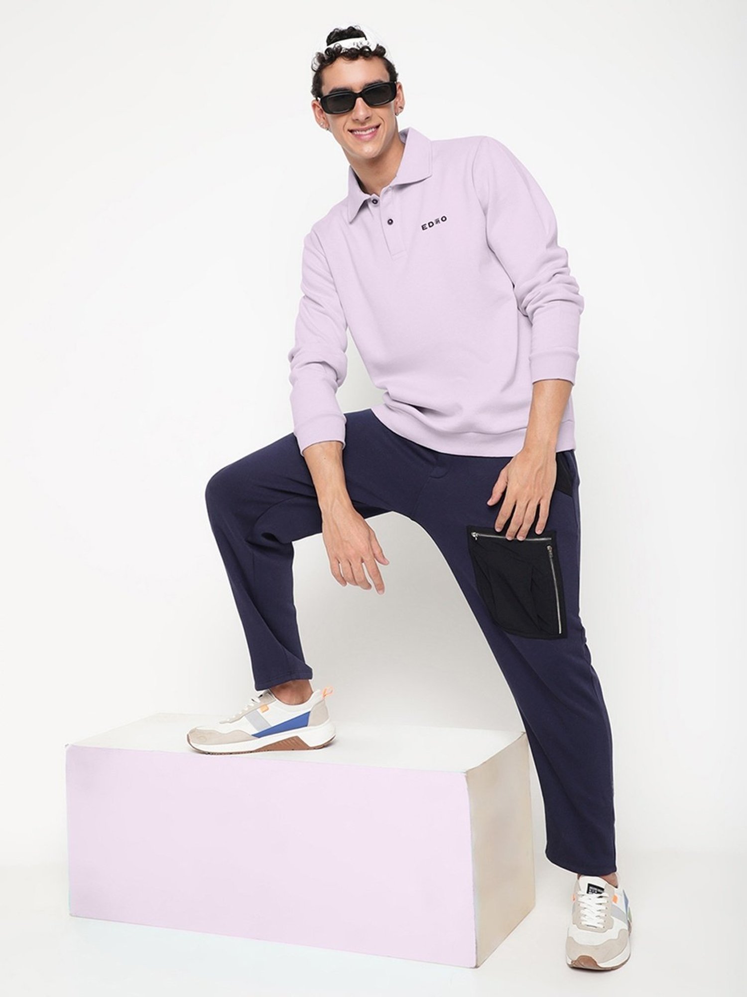 EDRIO Icy Orchid Relaxed Fit Polo T-Shirt