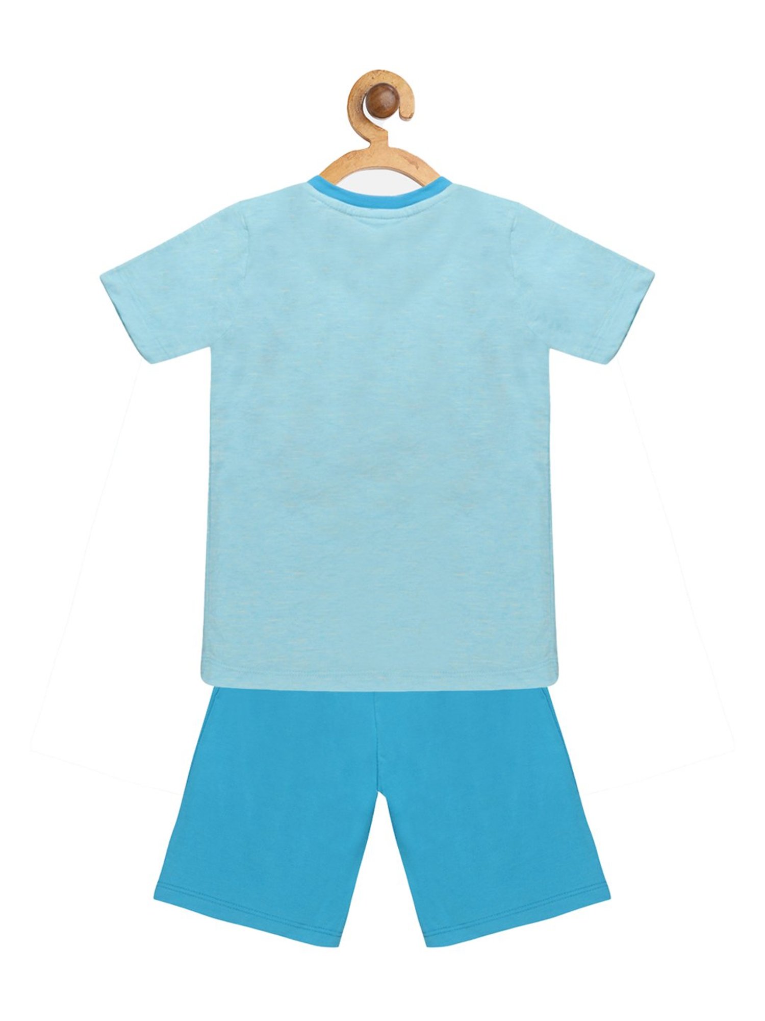 Lazy Shark Kids Blue Printed  T-Shirt with  Shorts