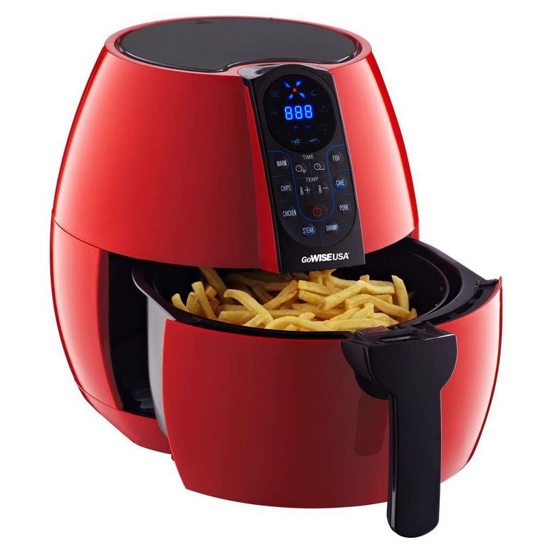 GoWise 3.7-Quart Programmable Air Fryer with 8 Cooking Presets, Chili Red