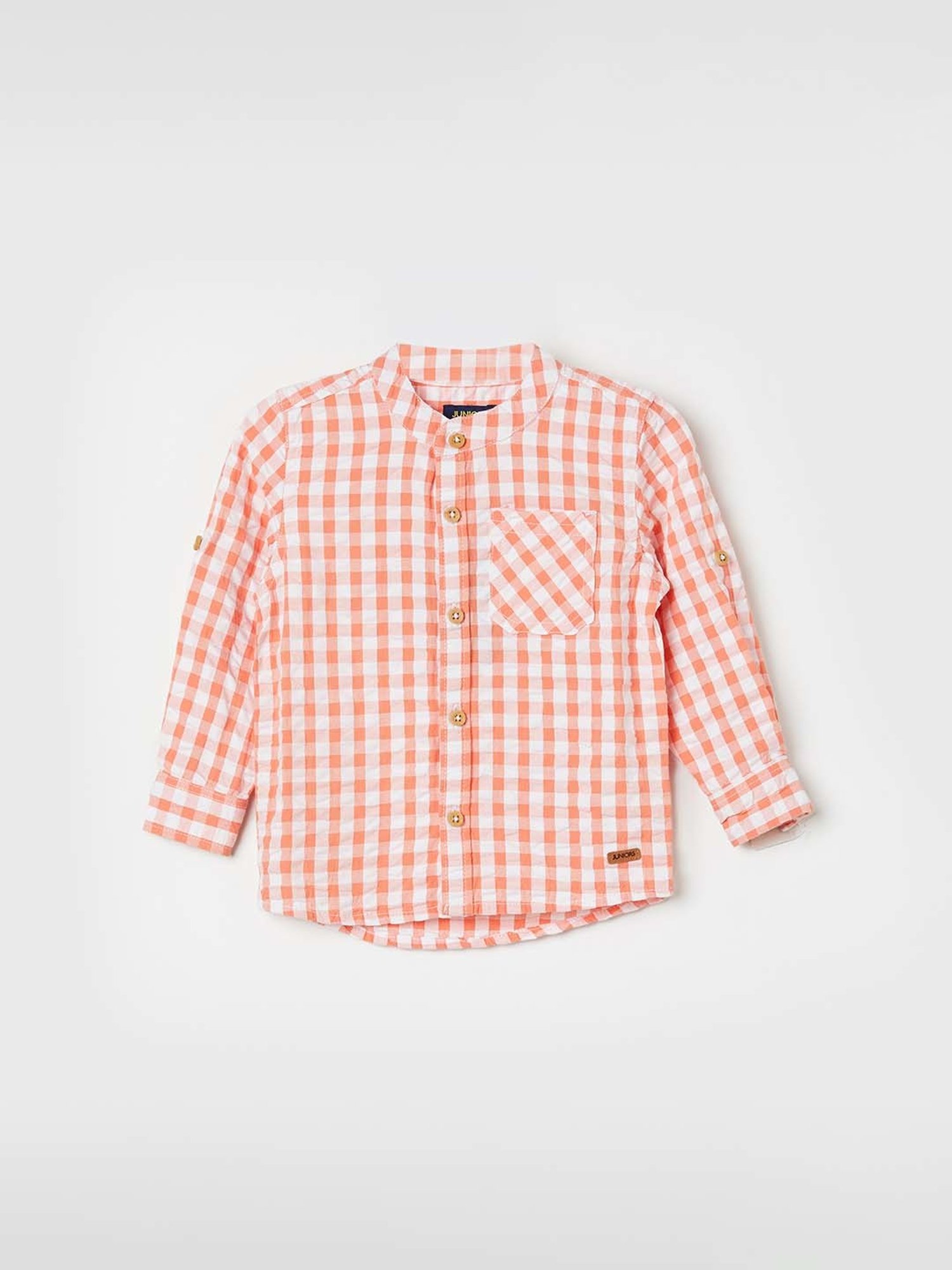 Juniors by Lifestyle Coral & White Cotton Chequered Full Sleeves Shirt