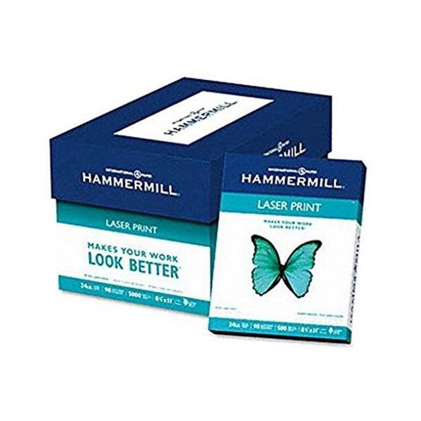 Laser Print Office Paper, 98 Brightness, 24Lb, 8-1/2 X 11, White, 500