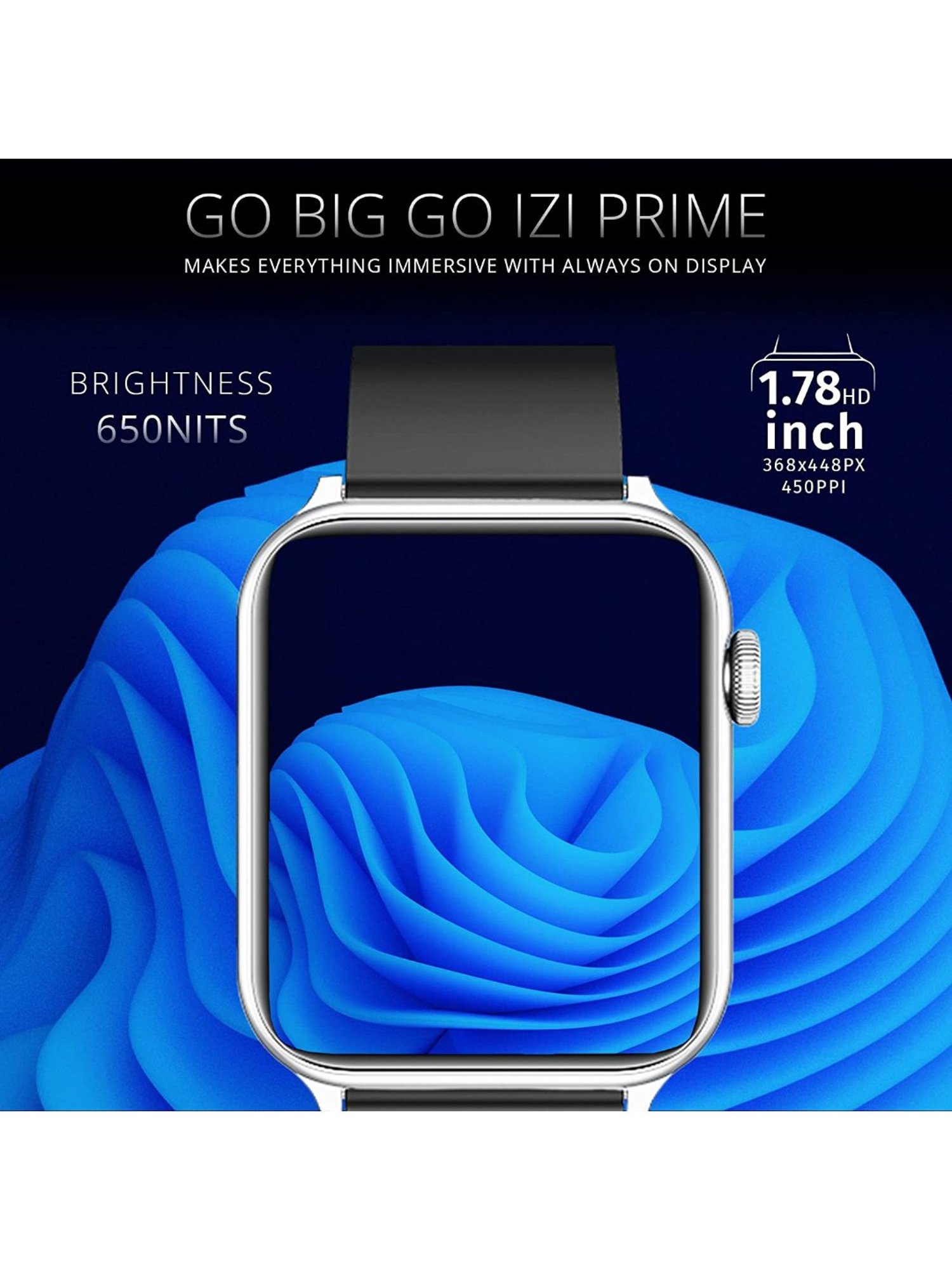 IZI Prime 1.78 inch 650 NITS Retina Amoled BT Calling Smartwatch (Metal Black)