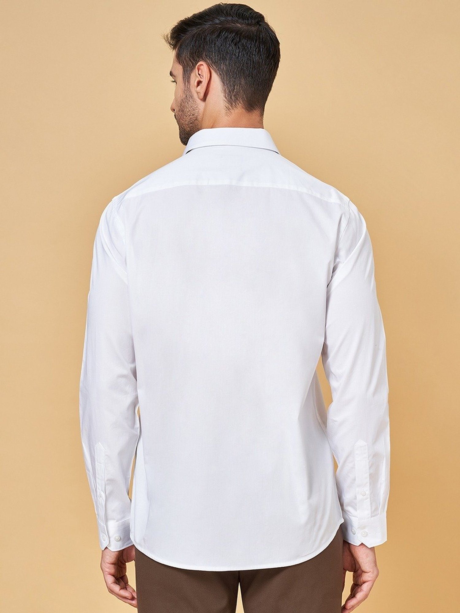 Peregrine by Pantaloons White Cotton Regular Fit Shirt
