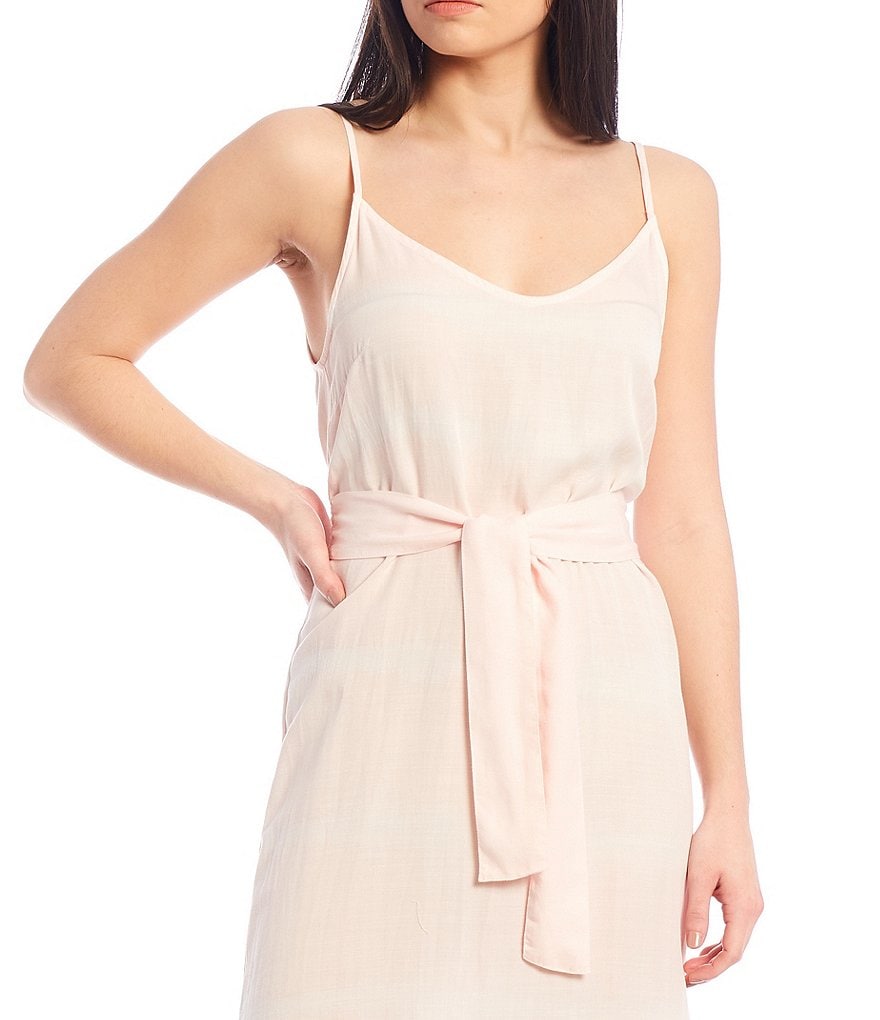 Cloth & Stone Smocked Tie-Dye Striped Back Belted Dress