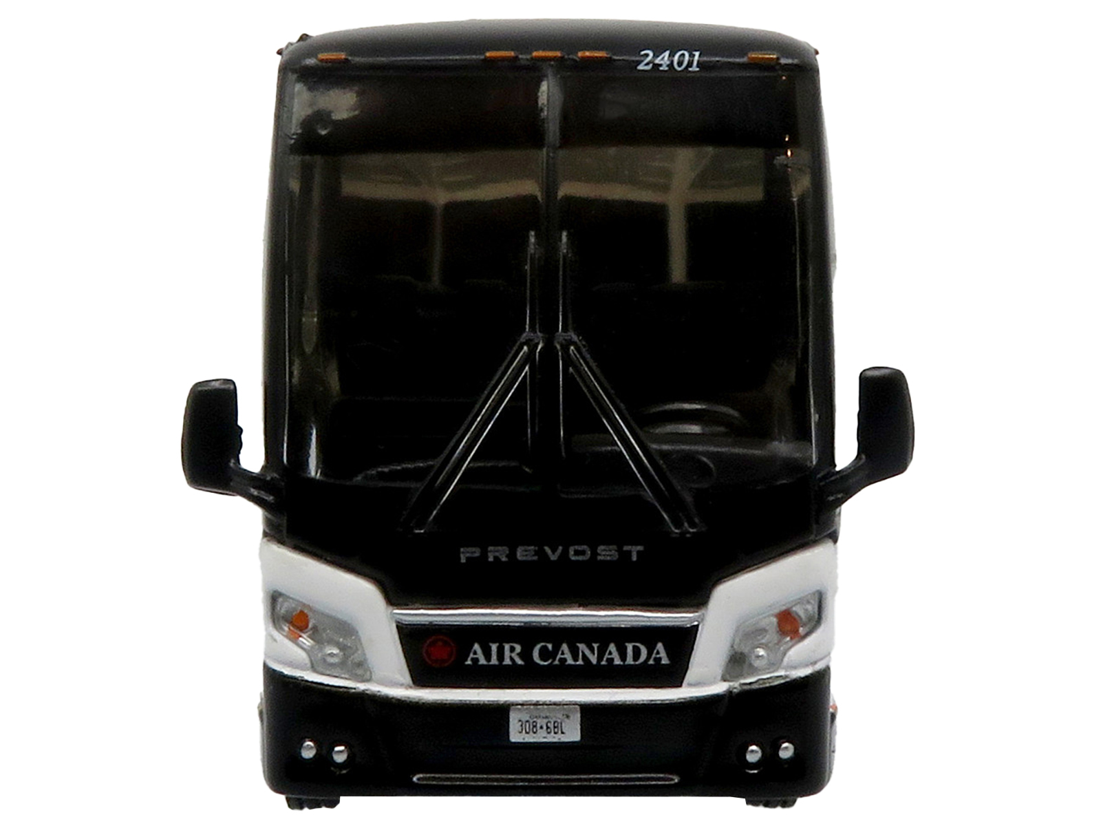Prevost H3-45 Coach Bus "Air Canada Landline" Black and White Limited Edition 1/87 (HO) Diecast Model by Iconic Replicas