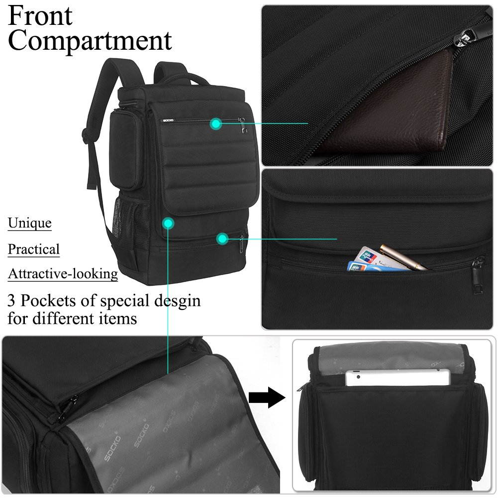 SOCKO 18 Inches Large Laptop Backpack for Men,Travel Business Computer Bag,Anti-Theft Water Resistant College School Bookbag Fits Up to 18.4 Inch 18.4 laptops Macbook Computer,Gray