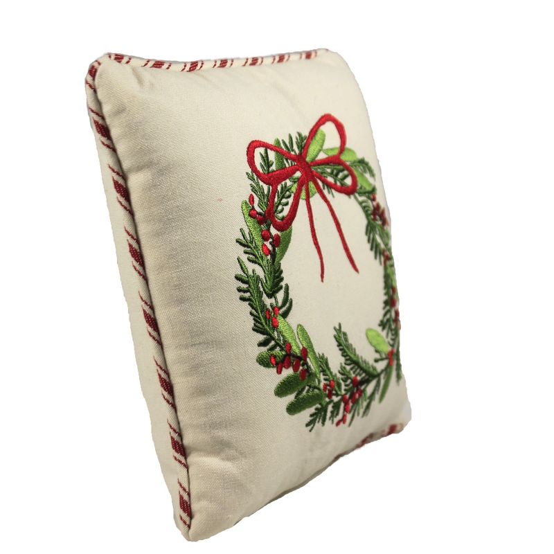 Home Decor 10.0" Wreath Pillow Christmas Berries  -  Decorative Pillow
