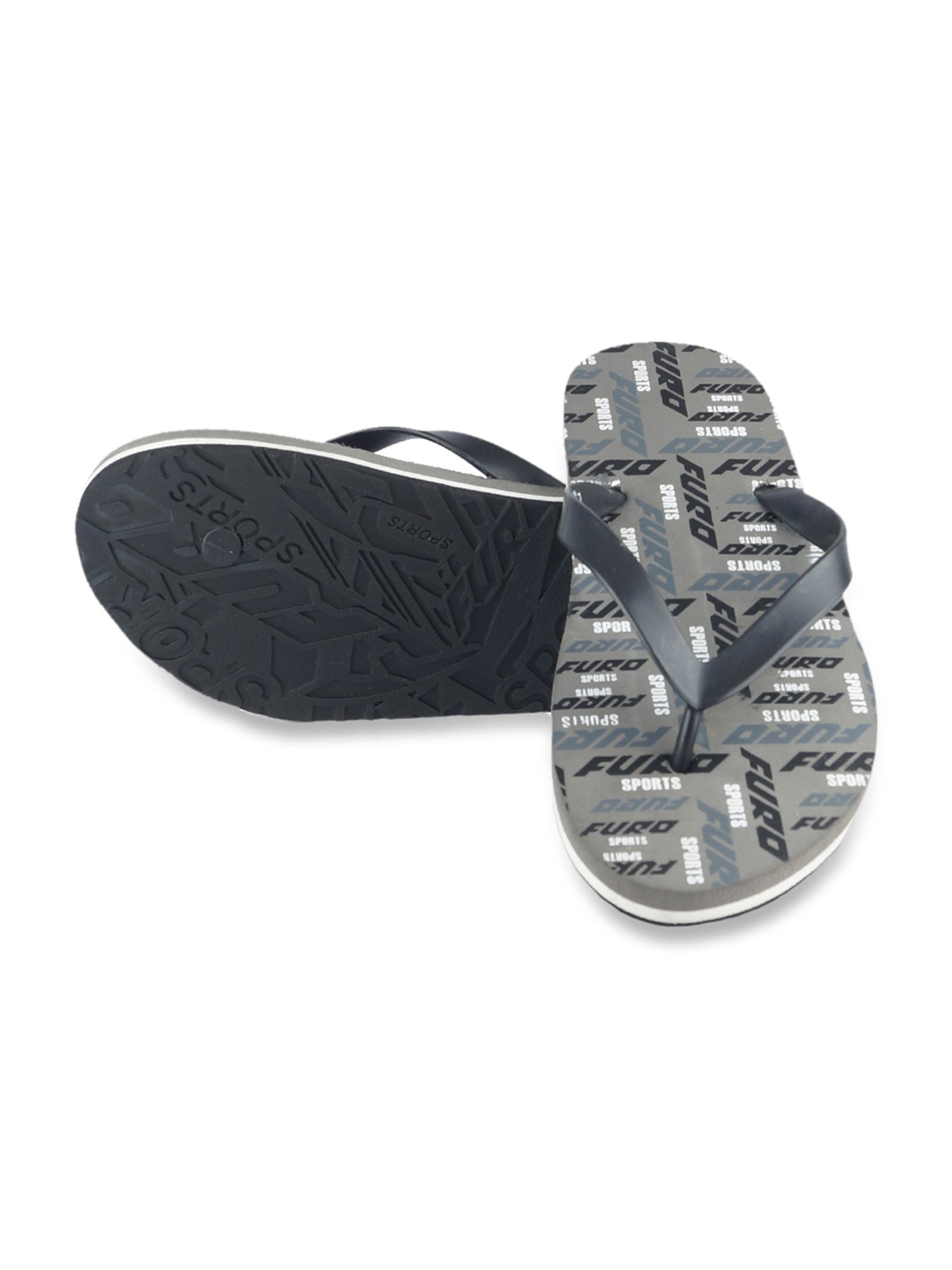 Furo by Red Chief Men's Grey & Black Flip Flops