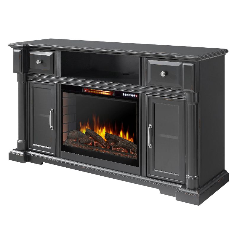 60" Vermont Media Electric Fireplace with Bluetooth Aged Black Finish - Muskoka
