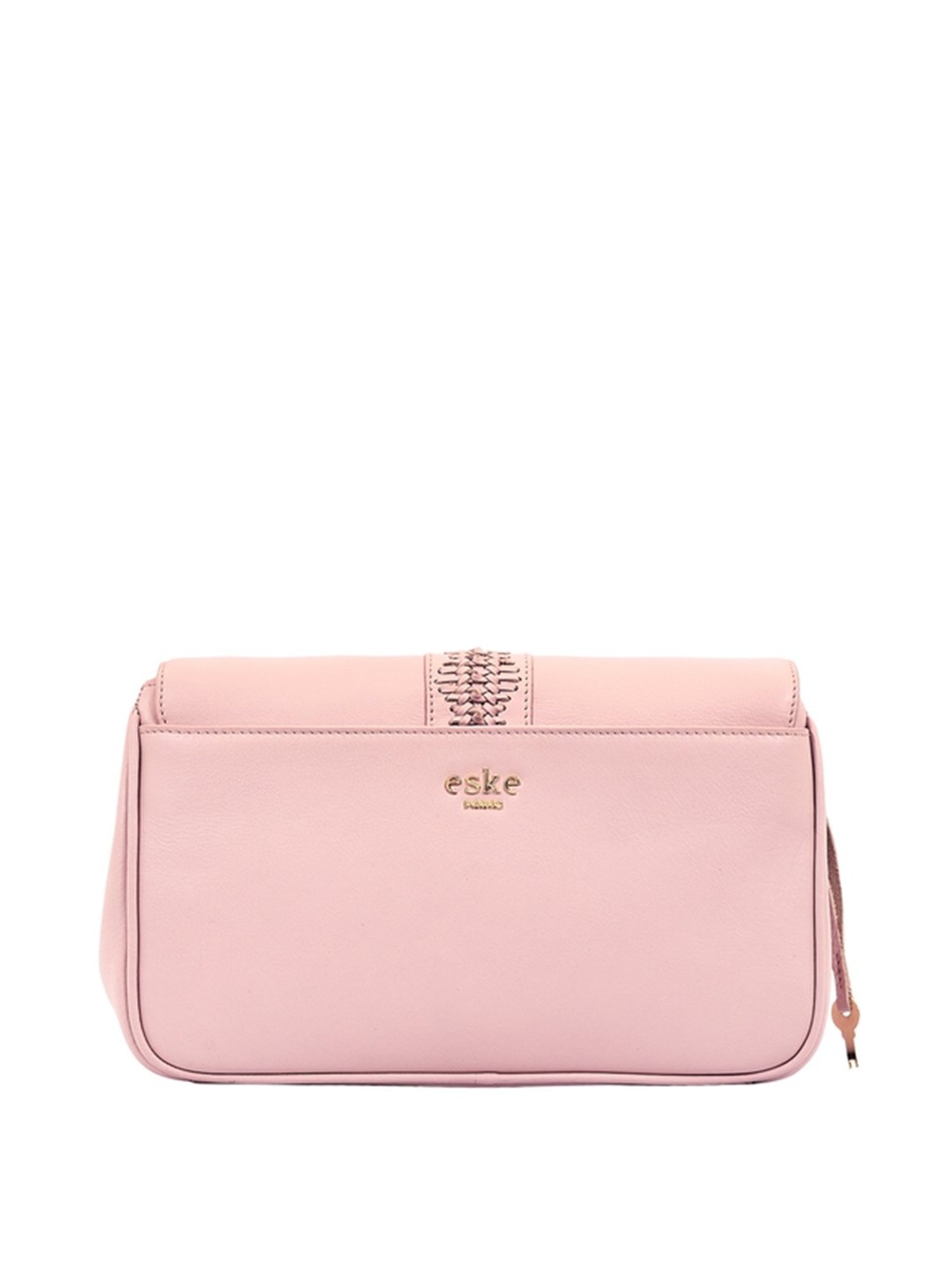 Eske  Pink Solid Medium Sling Handbag