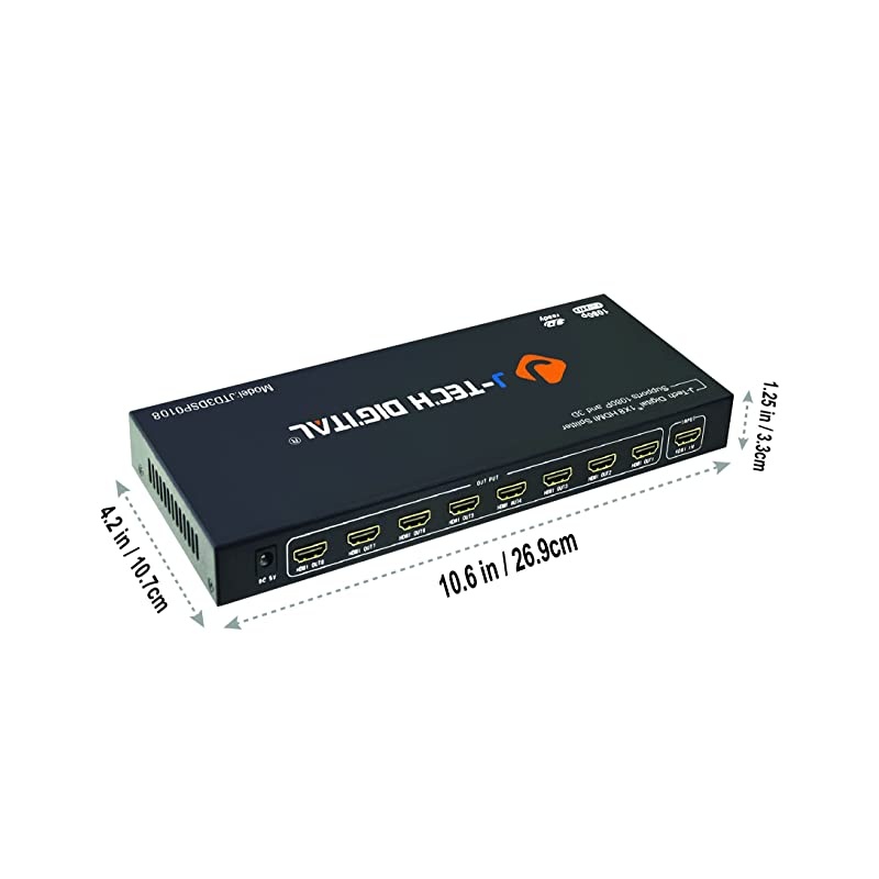 8-Port HDMI v.1.3 Splitter 1x8 Full HD 1080P Certified with 3D [JTD3DSP0108]
