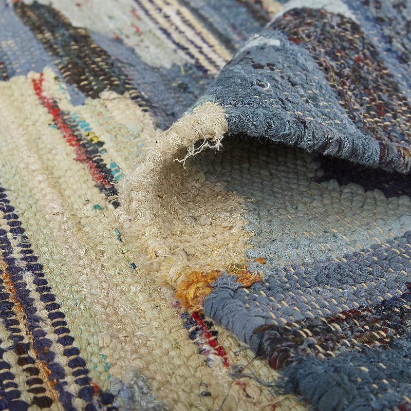 2'6"x8' Runner Hand Made Woven Mosaic Design Cotton Runner Blue - Feizy