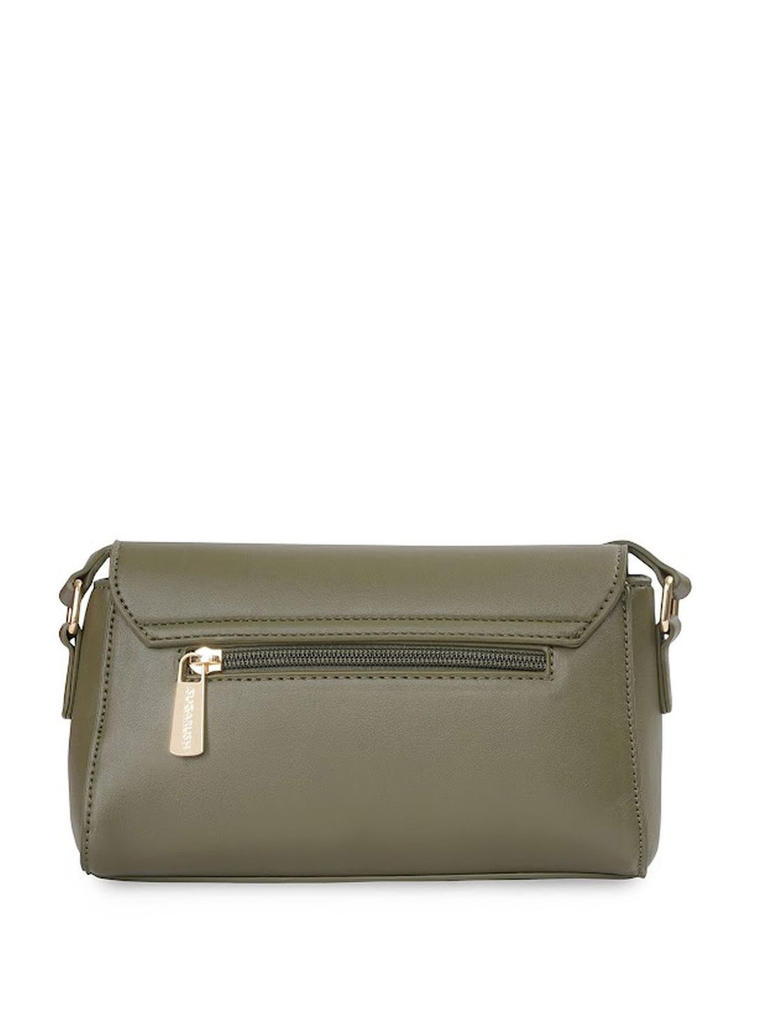 Sugarush Kelly Olive PU Solid Sling Handbag