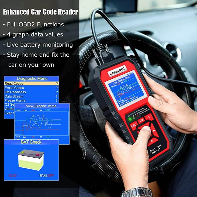KW850 Professional OBD2 Scanner Auto Code Reader Car Diagnostic Tool Check Engine Light Scan Tool OBD II Cars After 1996 Original