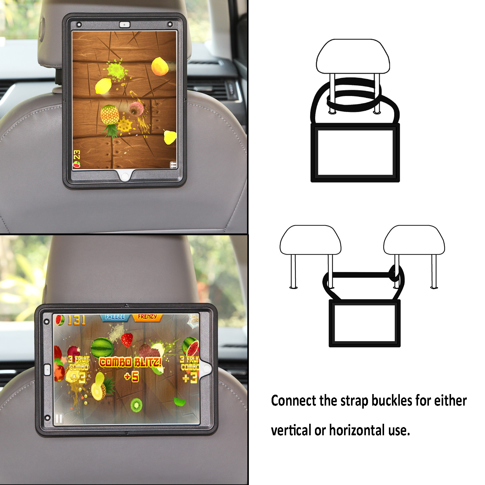 Cellular360 Apple iPad 9.7 2017 2018, iPad 5th Gen., iPad 6th Gen. Shockproof Case with 360 Degrees Rotatable Kickstand, Adjustable Handle and Shoulder Strap