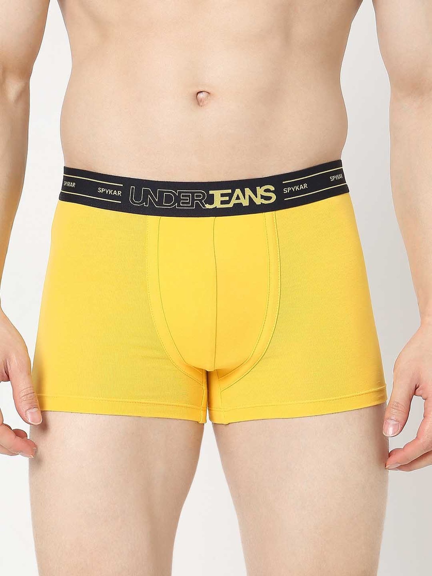UnderJeans by Spykar Yellow Regular Fit Trunks