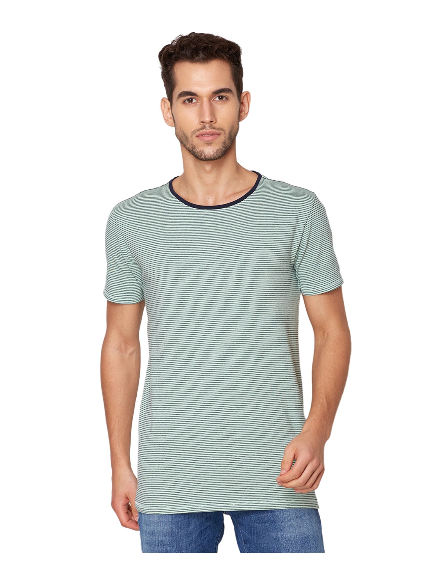 Lindbergh Green Striped T-Shirt