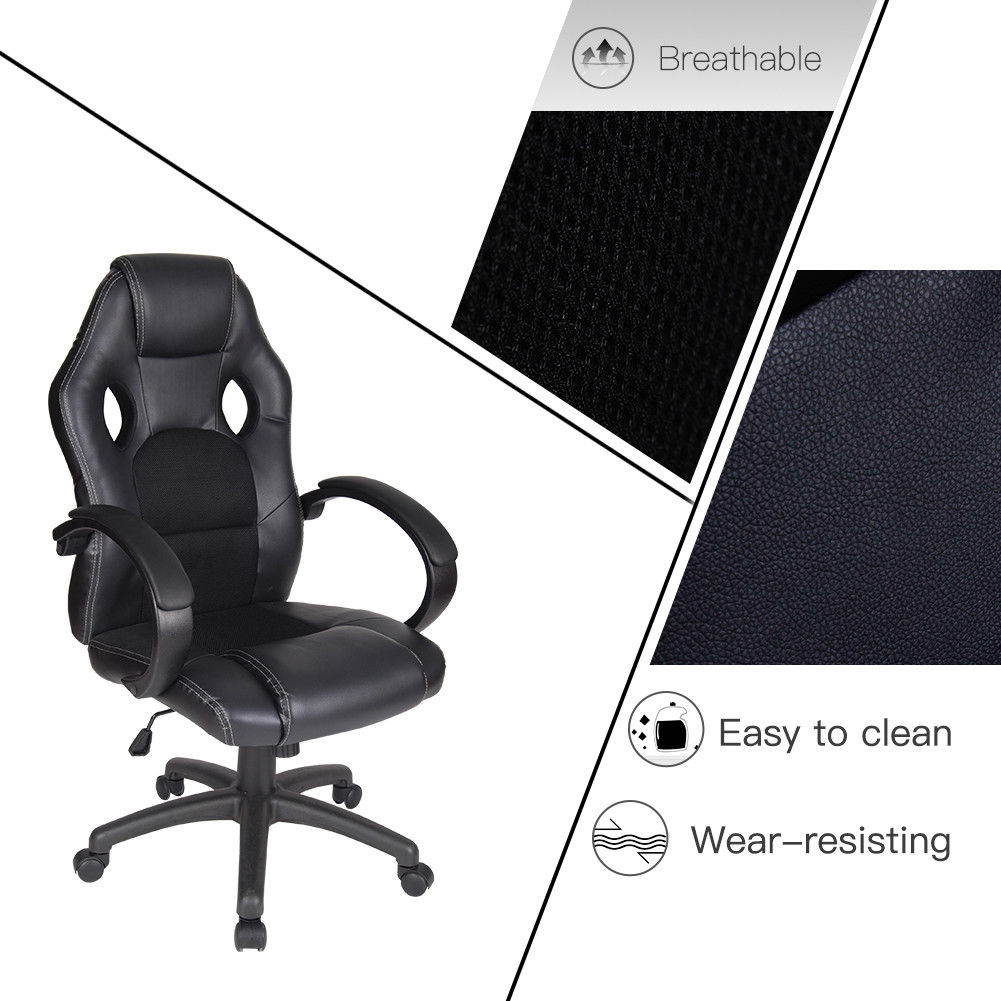 Polar Aurora Office Chair Leather Desk High Back Ergonomic Adjustable pc Chair