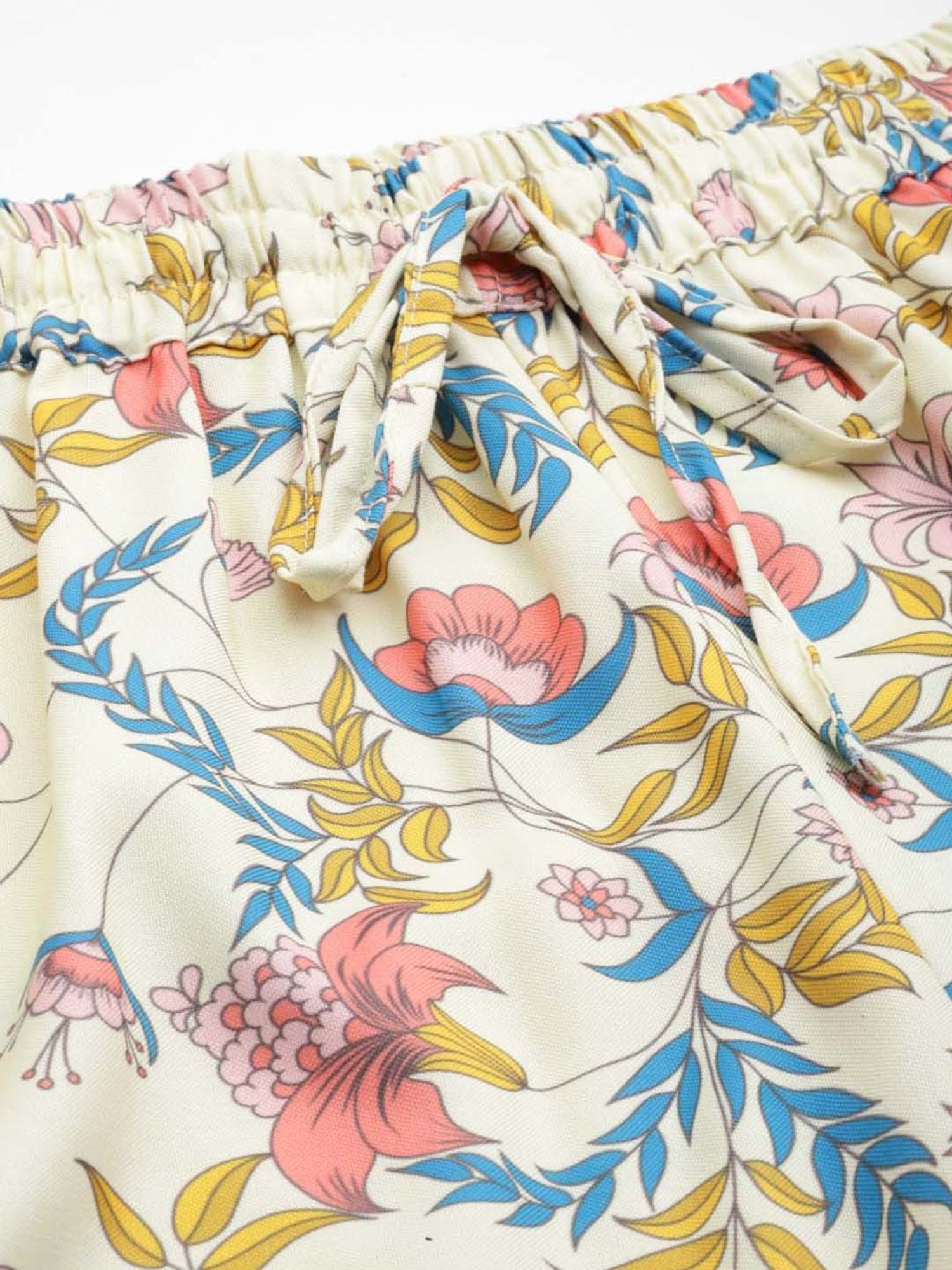 Prakrti Off-White Floral Print Top Pant Set