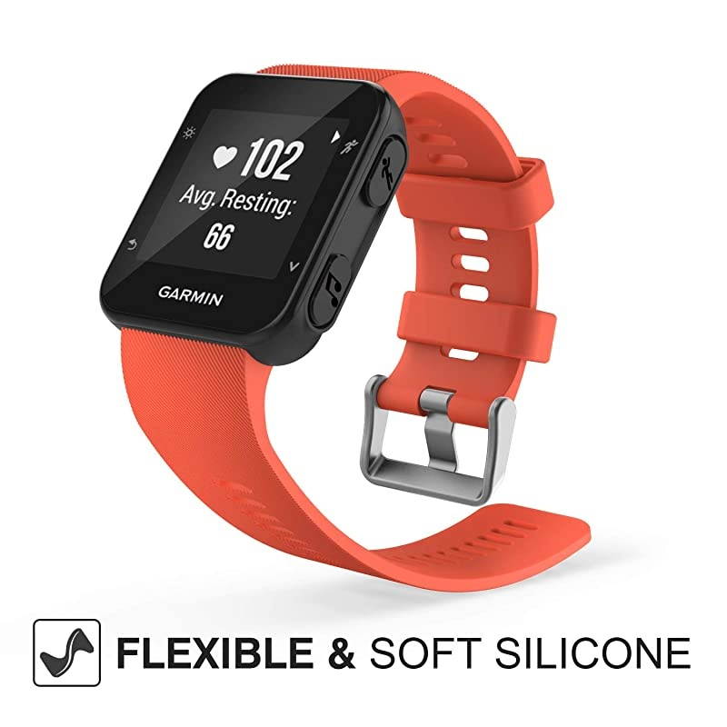 Compatible with Forerunner 35 Watch Band Soft Silicone Replacement Watch Band Sport Bracelet Strap with 6pcs Screws and 2pcs Screwdrivers for Forerunner 35 GPS Running Smart Watch Orange