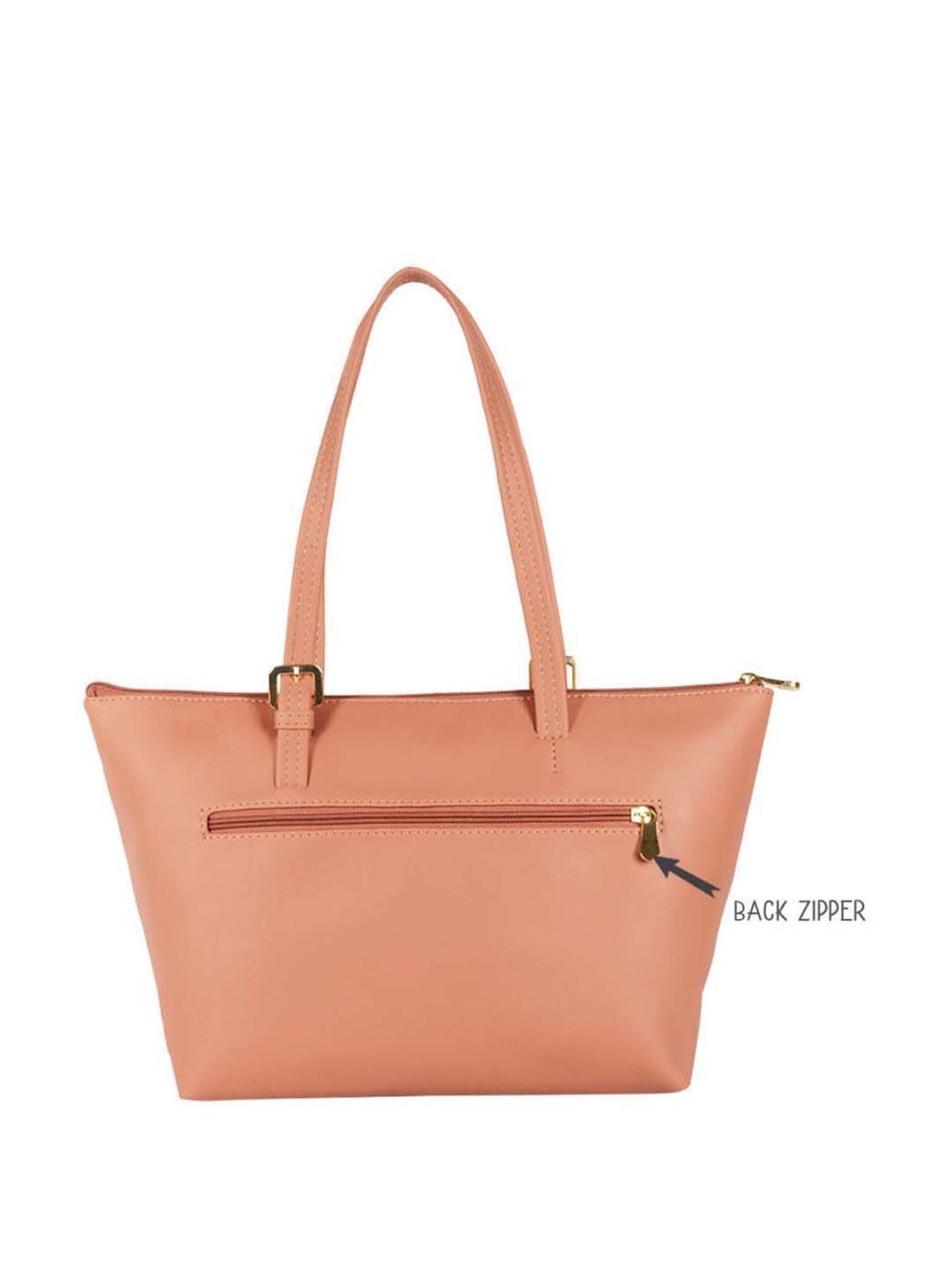 Baggit Pink Solid Medium Tote Handbag