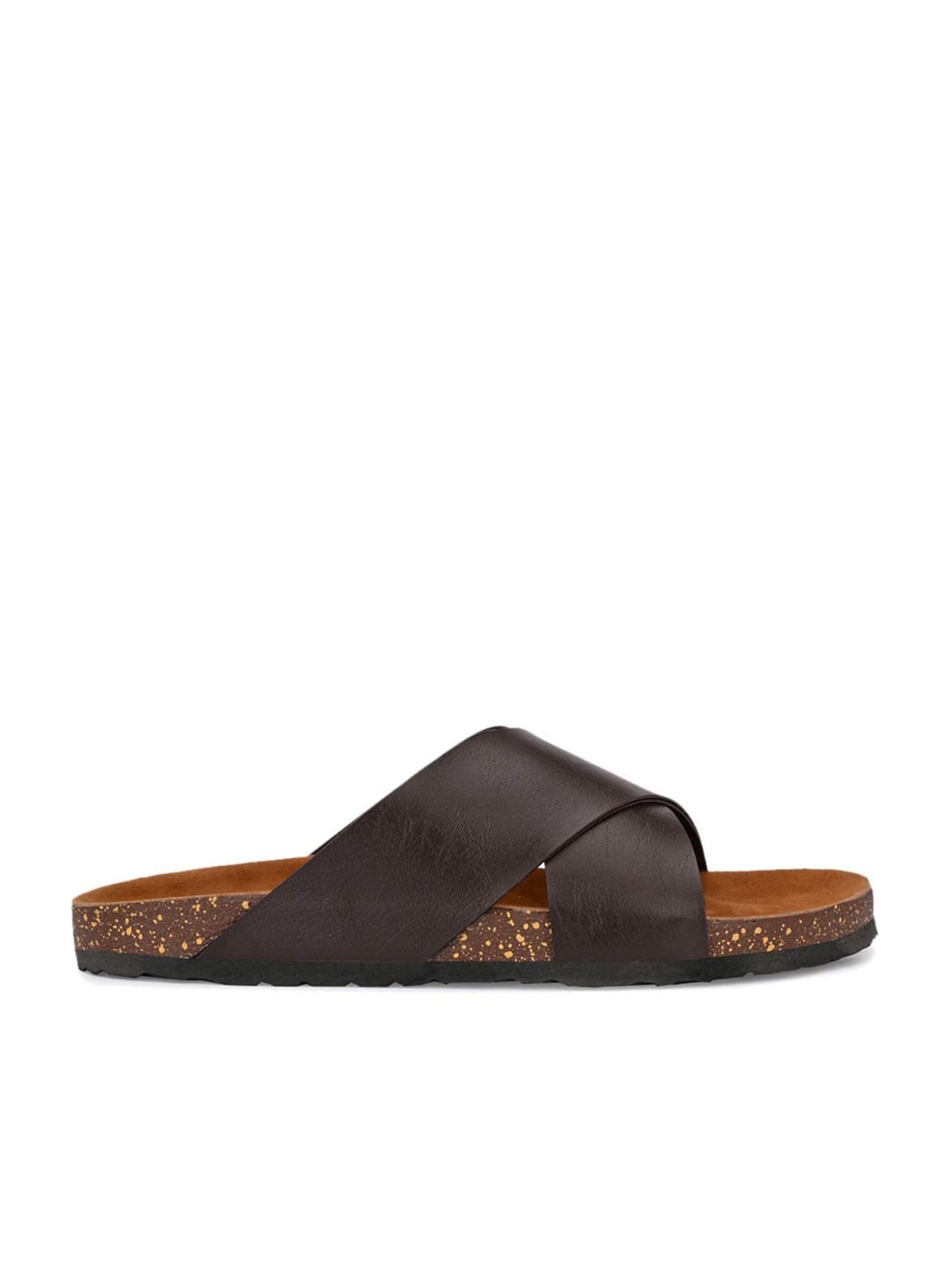 El Paso Men's Brown Cross Strap Sandals