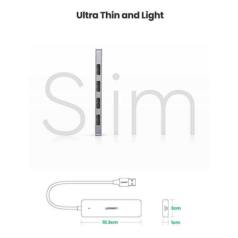 USB 3.0 Hub 4 Port USB Extender with 5V Micro USB Power Compatible for MacBook Mac Pro Mini iMac Surface Pro XPS IdeaPad MateBook X Pro Notebook PC USB Flash Drives Mobile HDD