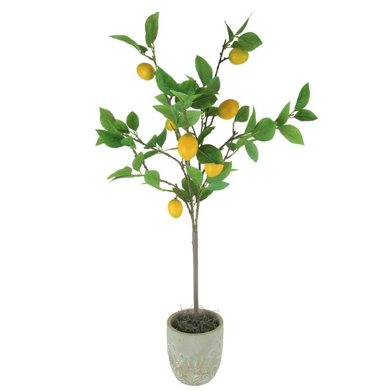 32" Artificial Lemon Tree in Embossed Concrete Pot - LCG Florals