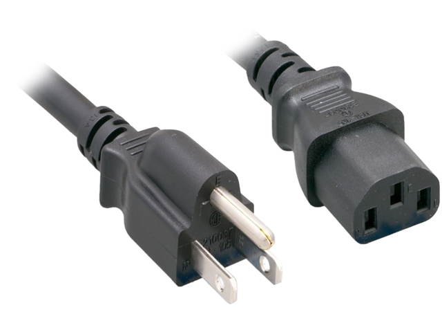 Nippon Labs 18 AWG Standard Power Cord NEMA 5-15P to C13, SVT, 10A, 125V, NEMA5-15P/IEC320 C13, 1ft. Black Cable