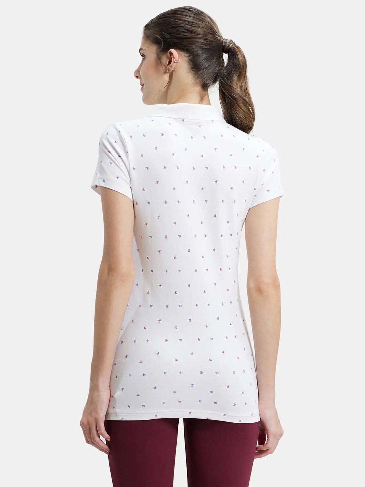 Jockey UL34 Women's Super Combed Cotton Pique Regular Fit Printed Polo T-Shirt (Prints May Vary)