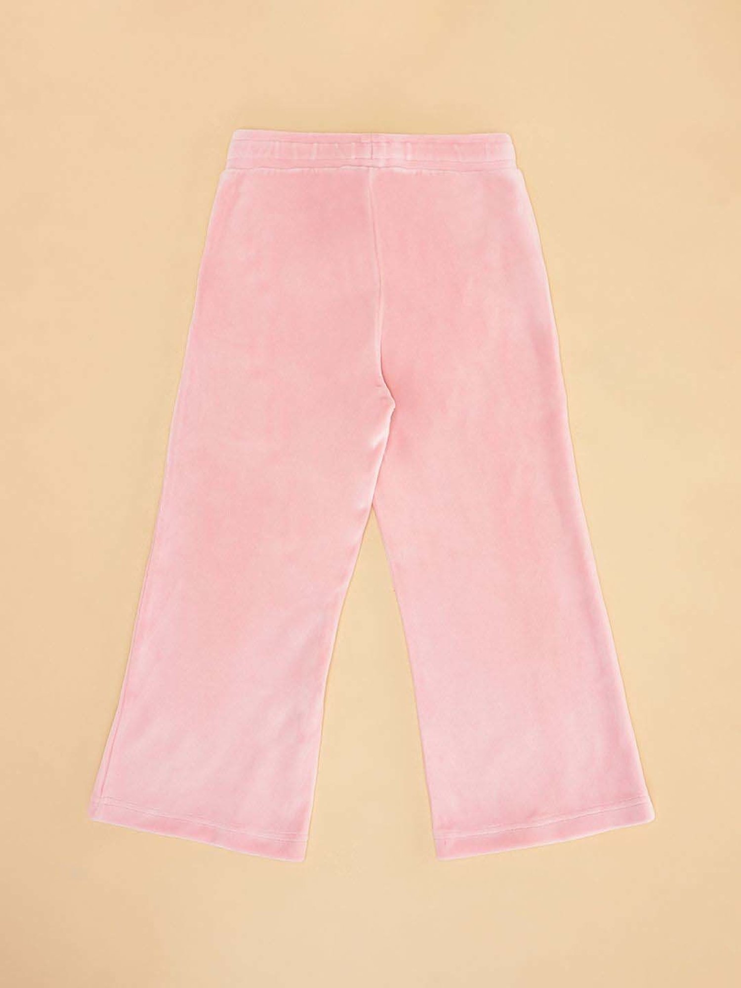 Pantaloons Junior Girls Baby Pink Cotton Embellished Pants