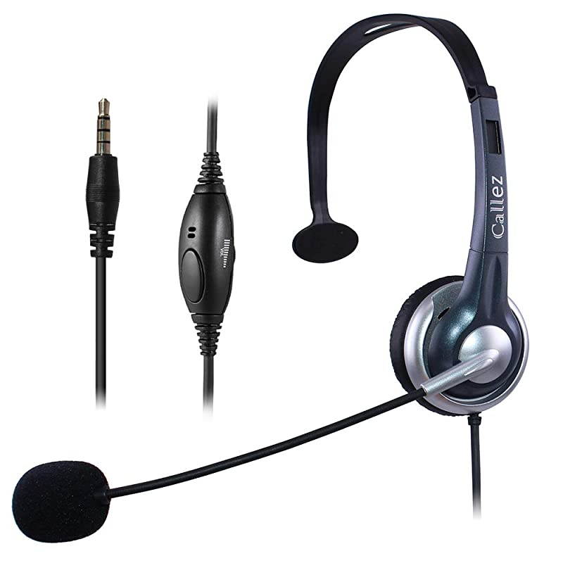 C300E1 35mm Cell Phone Headset Mono Truck Driver Headsets with Noise Canceling Mic Compatible with iPhone Samsung Huawei HTC LG BlackBerry Mobile Phone Smartphones iPad iPod Skype PC