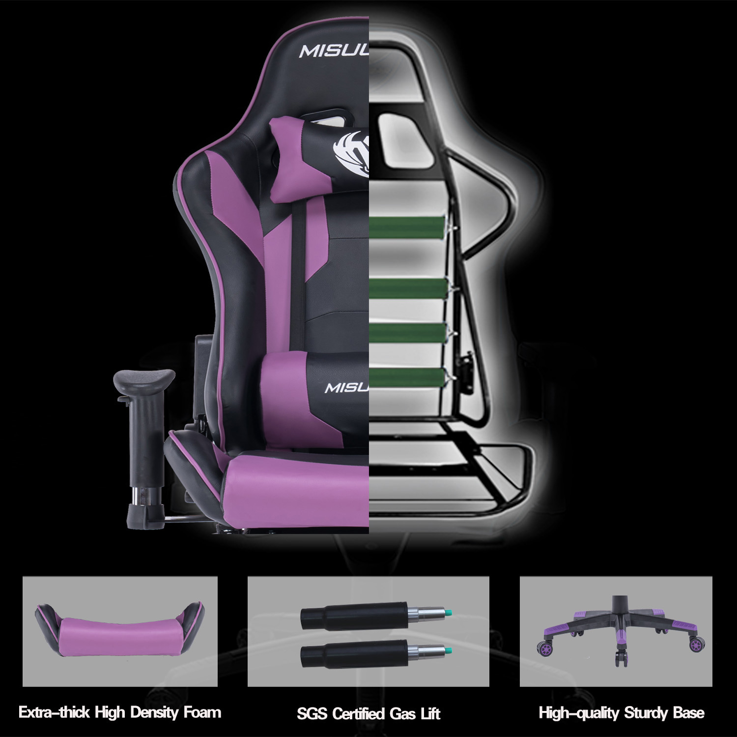 Gaming Chair, Racing Style Computer Desk Chair Padded Armrests Ergonomic Lumbar Support Adjustable Height