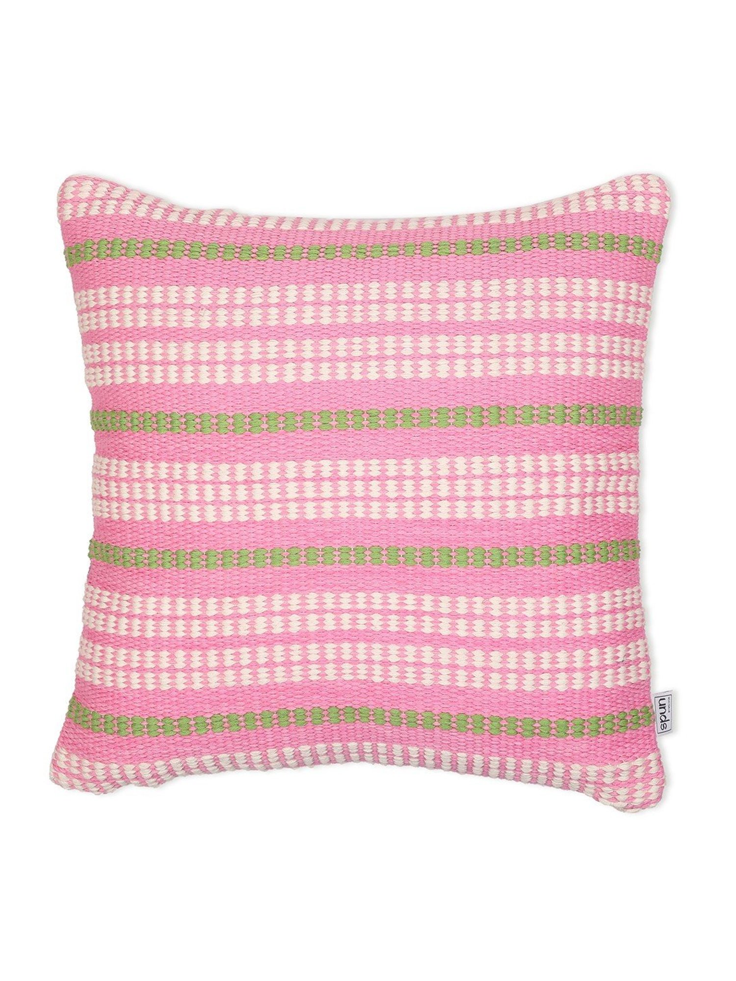 Spaces Spun Stripes Pink Cotton Cushion Cover