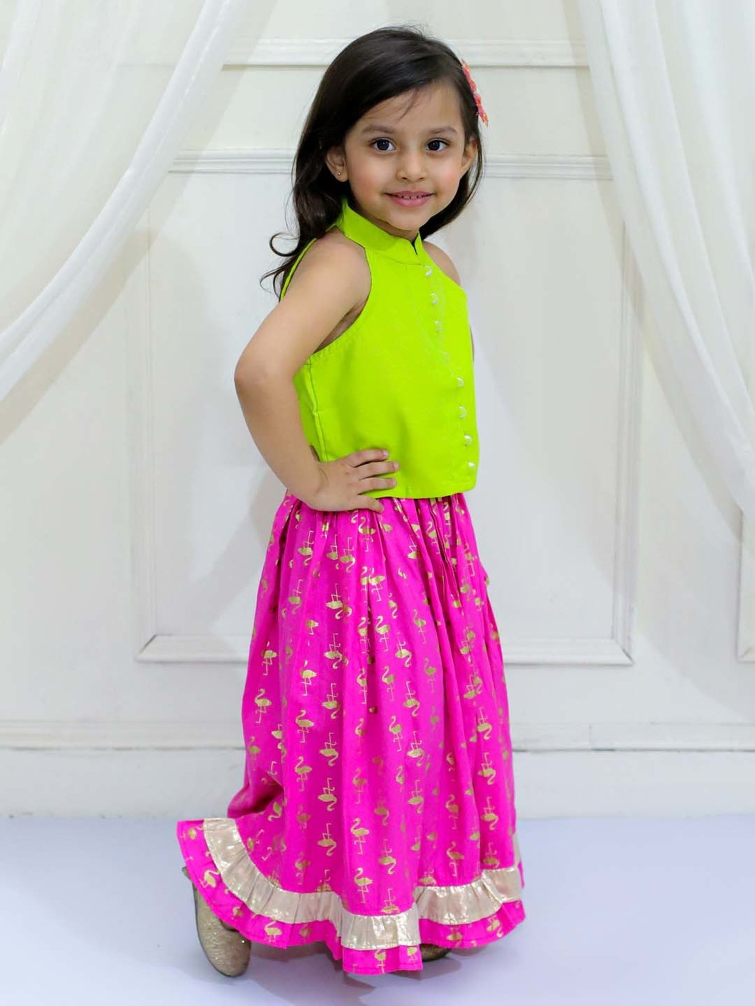 TWISHA Kids Green & Pink Regular Fit Top Set