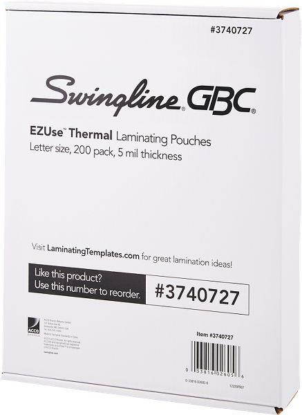 Gbc EZUse Thermal Laminating Pouches Letter Size 5 Mil 200 pcs -