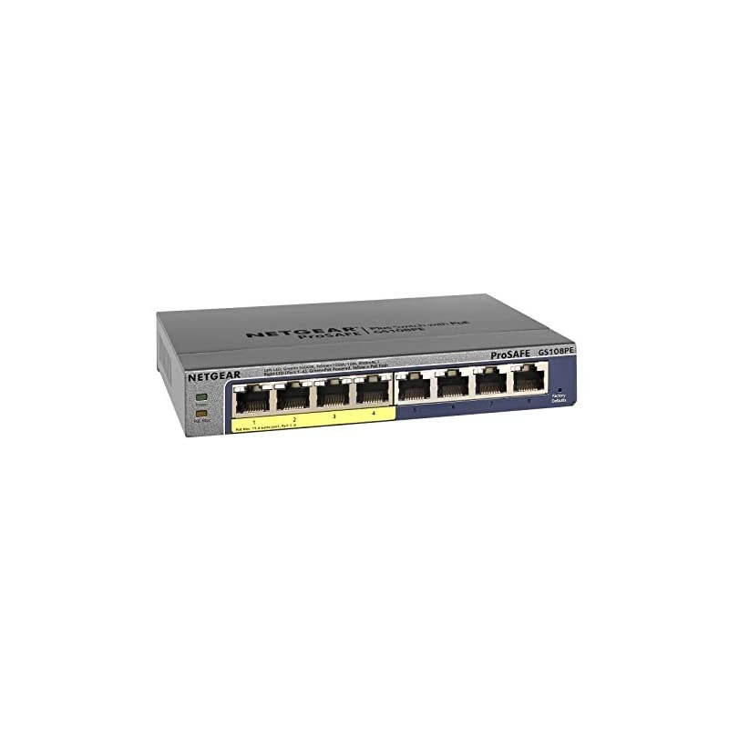 8Port Gigabit Ethernet Smart Managed Plus PoE Switch GS108PEv3 with 4 x PoE 53W and ProSAFE Limited Lifetime Protection