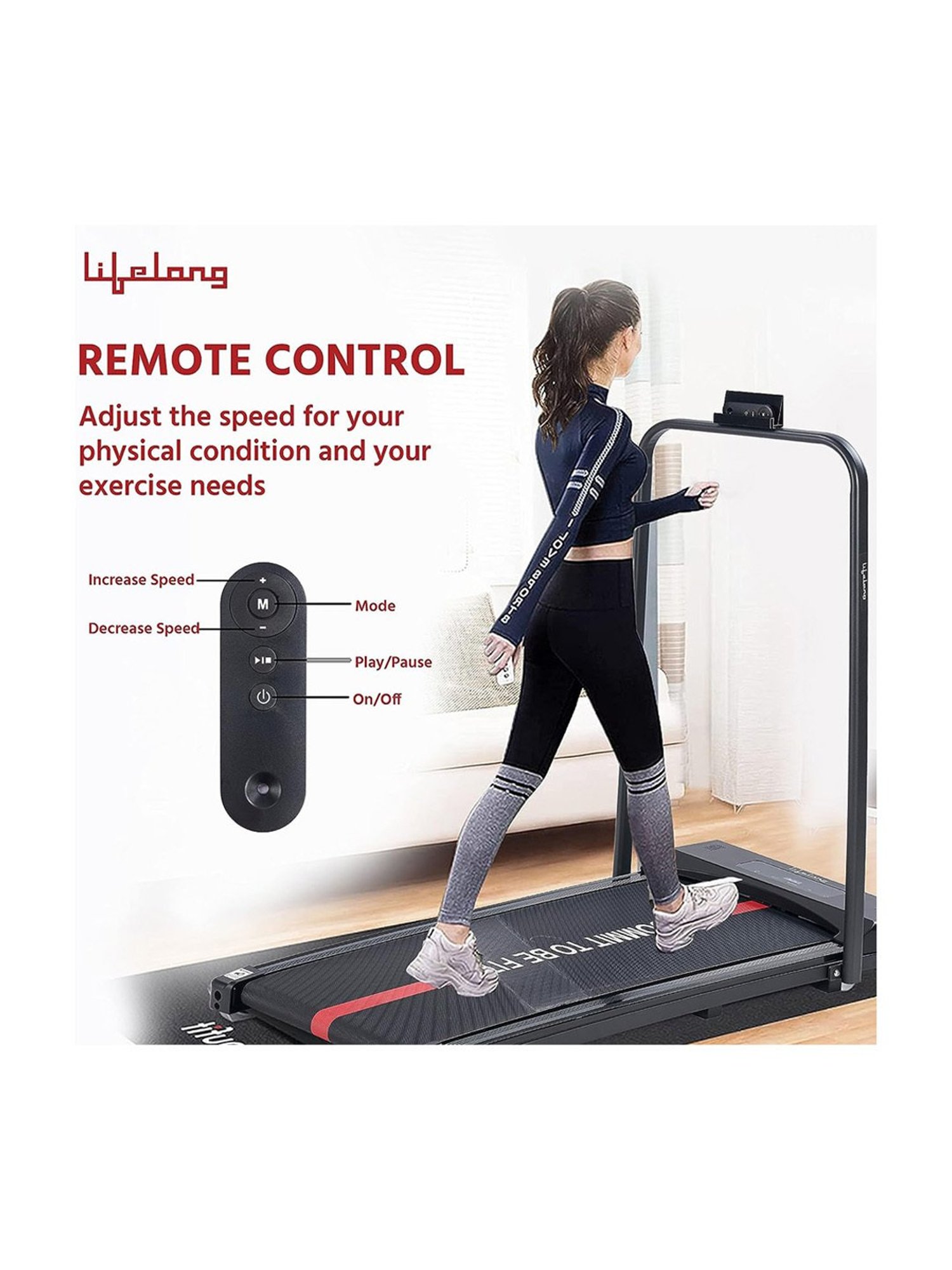 Lifelong Fit Pro 2HP Peak DC Motorized Treadmill (Black) Size - One Size