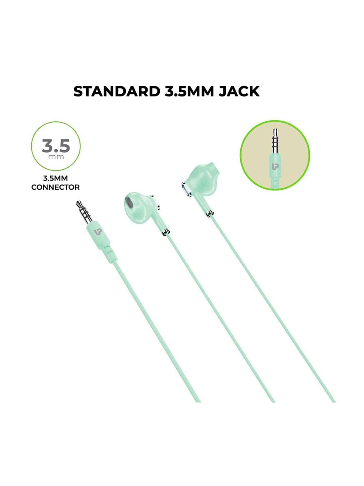 ULTRAPROLINK Pastels UM1130, 10mm Noise Isolation Drivers, Hands Free Earphones with mic (Green)