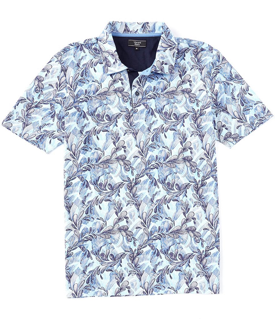 Visconti Petal Print Short-Sleeve Polo Shirt