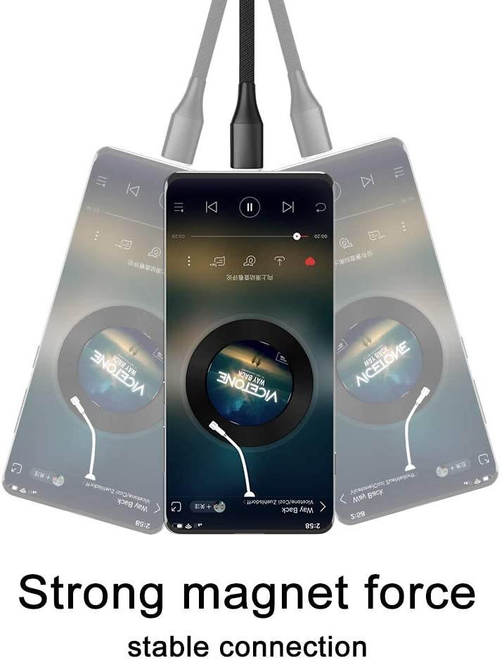 NetDot Gen10 USB-C Nylon Braided Magnetic Fast Charging Cable with Side LED Compatible with Type-c Device(5ft/3 Pack Black)